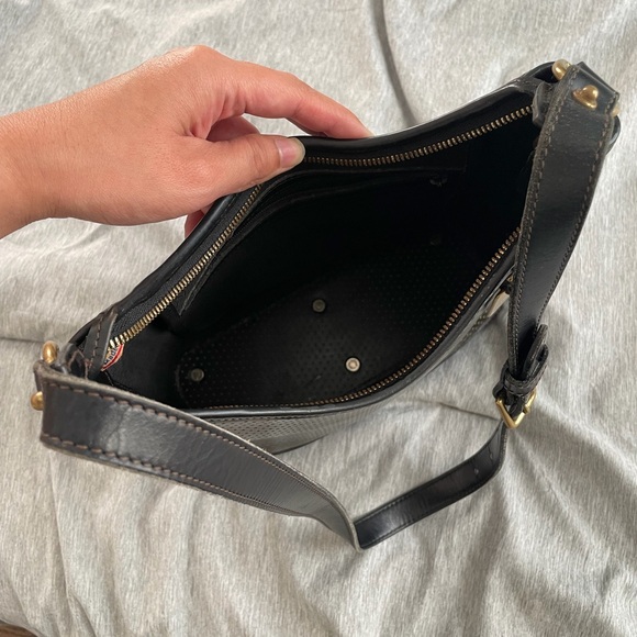 Dooney & Bourke Cabrio Cabriolet Black Perforated Leather Bag Vintage Made USA - Picture 9 of 12